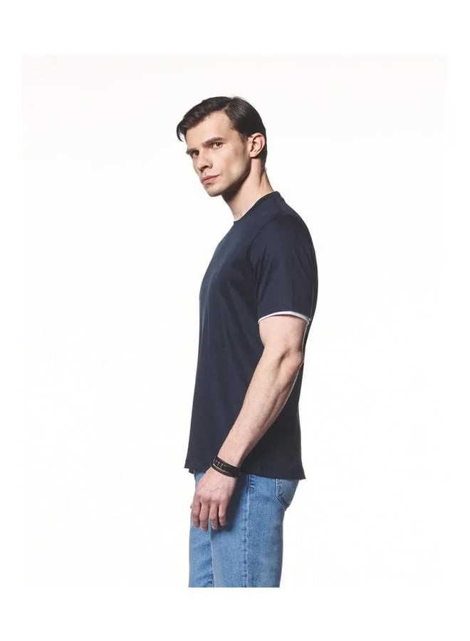 Liwali  Contrast Detailed Cotton Modal T-Shirt. for Men | Best Price UAE