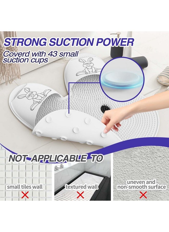 Manmihealth - Shower Foot Scrubber Mat & Silicone Body Scrubber Set (2 Pcs) Rabbitshaped Silicone Foot Scrubber In Shower & Body Buffer Set (White+Black) - Image 1