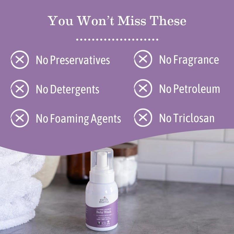 Earth Mama Calming Lavender Baby Wash with Gentle Castile Soap for Sensitive Skin, 5.3-Fluid Ounce - Image 3