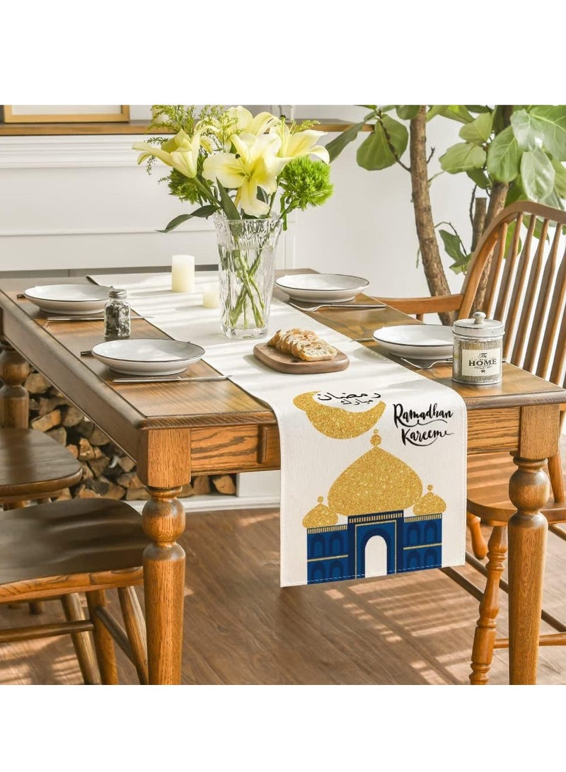 general Eid Mubarak Table Flag Table Runner Ramadan Kareem Table Decorations Star Moon Lantern Ramadan Decor Sets For  Dining Supply - Image 1