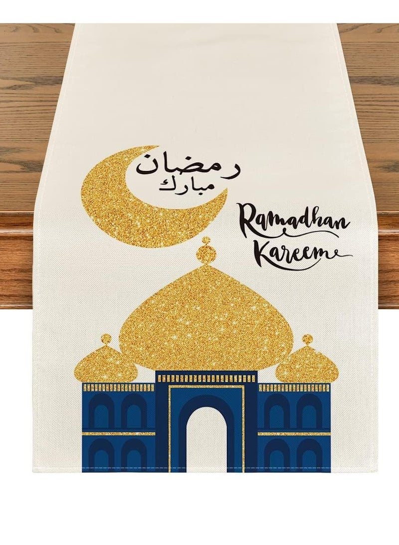general Eid Mubarak Table Flag Table Runner Ramadan Kareem Table Decorations Star Moon Lantern Ramadan Decor Sets For  Dining Supply - Image 2