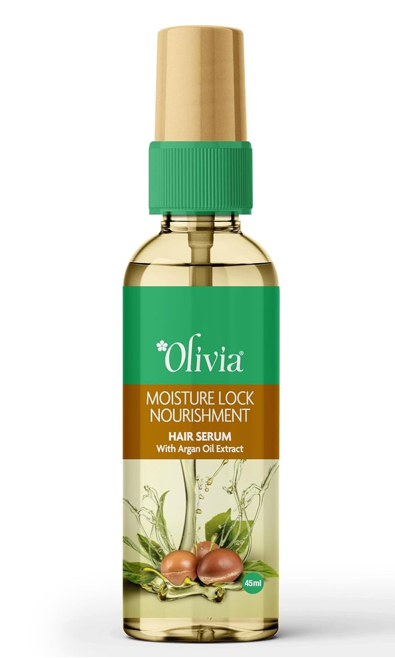 Olivia Moisture Lock Nourishment Hair Serum With Argan Oil Extract Smooth For Smooth FrizzFree Shiny Tangle Free Hair 45Ml - Image 1