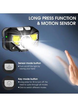 LED Headlamp Flashlight, 1200 Lumen Ultra-Light Bright LED Rechargeable Headlight with White Red Light,1Pack Waterproof Motion Sensor Head Lamp,8 Mode for Outdoor Camping Running Cycling Fishing - view 2