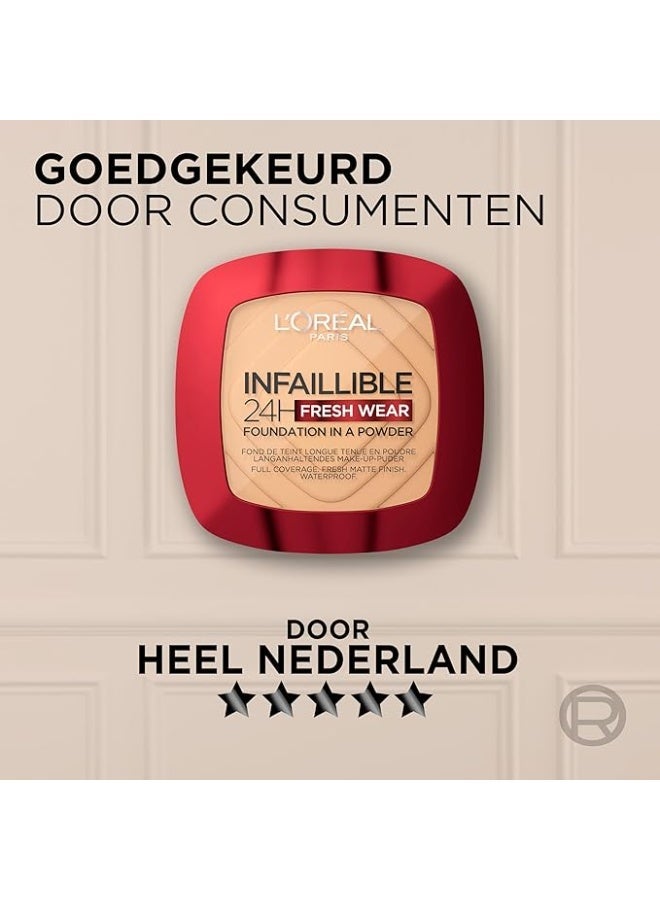 لوريال باريس كريم أساس إنفاليبل يدوم 24 ساعة بتركيبة بودرة - مقاوم للماء، تغطية كاملة غير لامعة، مكياج لا يتلطخ - 140 بيج ذهبي - Image 3