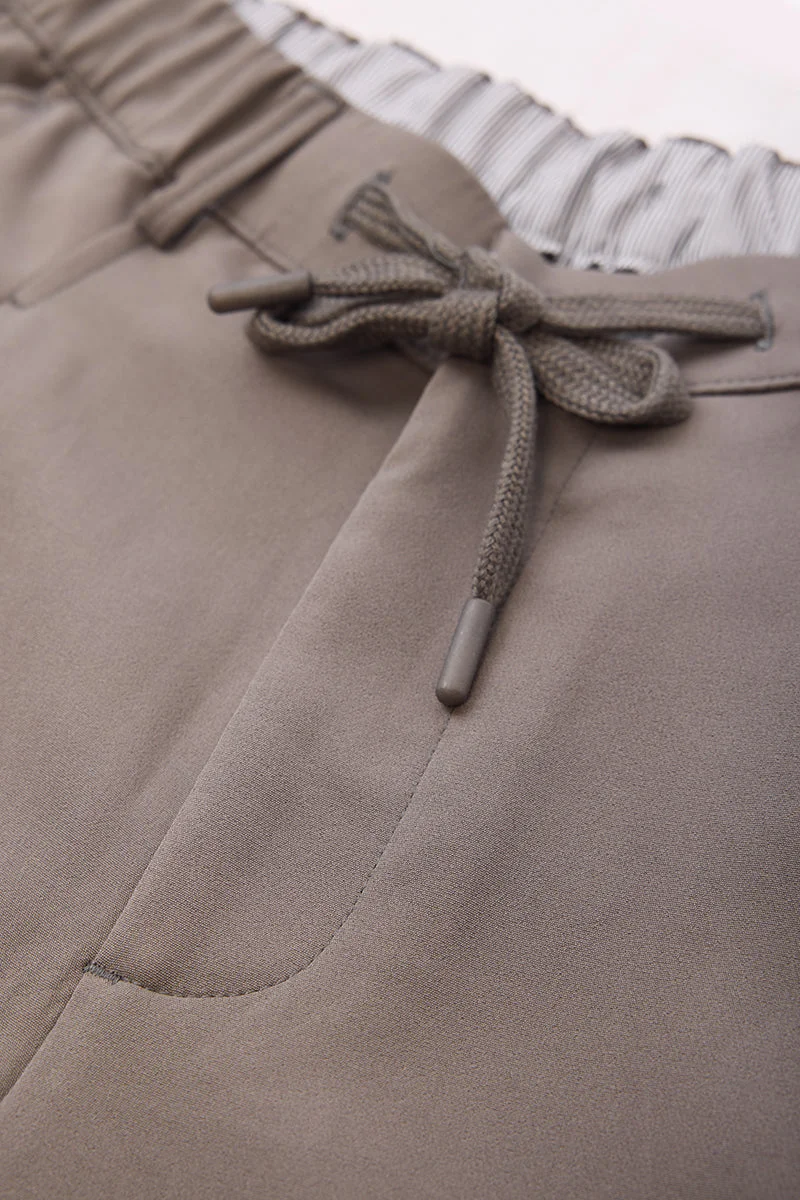 سنيتش Grey Solid Relaxed Casual Trousers