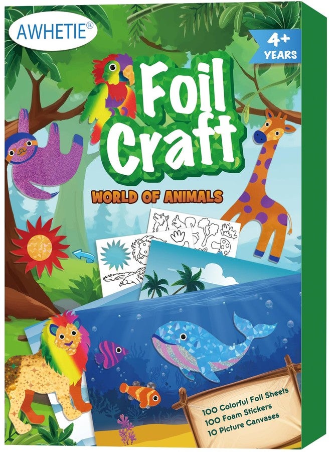 AWHETIE Animals Foil Craft for Kids,No Mess Arts Creative Activity Toys Art and Crafts for Kids,Birthday Gifts Crafts for Girls&Boys Ages 4, 5, 6, 7, 8, 9 - Image 1