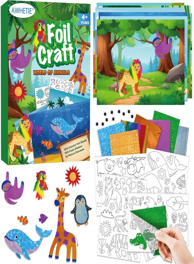 AWHETIE Animals Foil Craft for Kids,No Mess Arts Creative Activity Toys Art and Crafts for Kids,Birthday Gifts Crafts for Girls&Boys Ages 4, 5, 6, 7, 8, 9 - Image 3