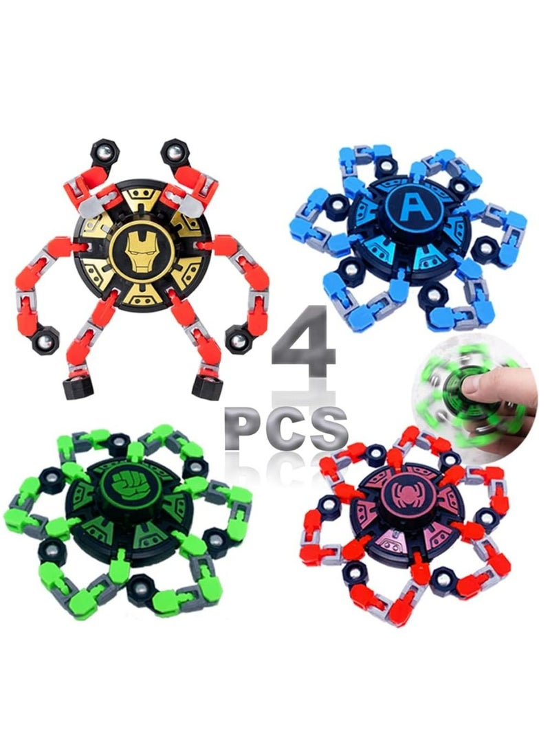 Generic - 4Pack Fingertip Gyro Fingertip Mechanical Top DIY Deformation Robot Metal Transformable Gyro Spinners Finger Chain Robot Toy - Image 1
