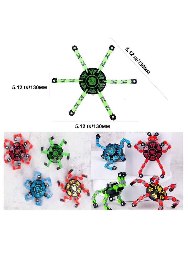 Generic - 4Pack Fingertip Gyro Fingertip Mechanical Top DIY Deformation Robot Metal Transformable Gyro Spinners Finger Chain Robot Toy - Image 1
