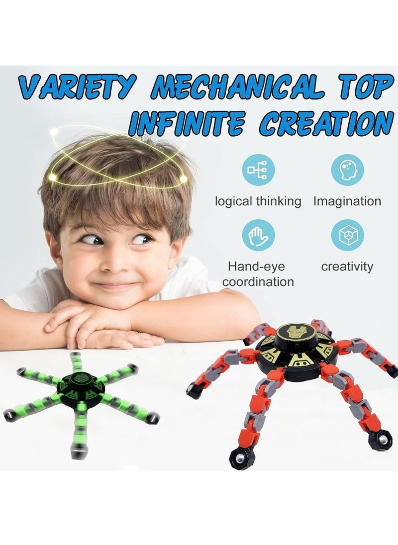 Generic - 4Pack Fingertip Gyro Fingertip Mechanical Top DIY Deformation Robot Metal Transformable Gyro Spinners Finger Chain Robot Toy - Image 1