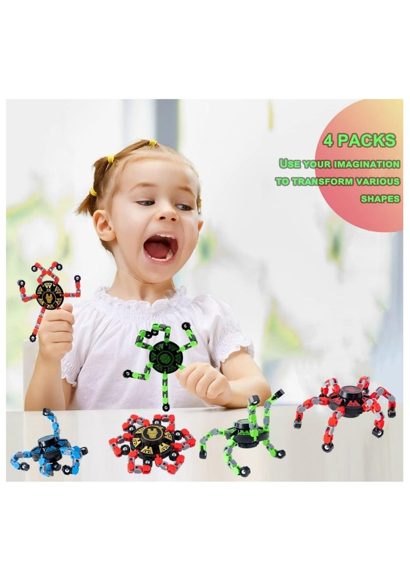 Generic - 4Pack Fingertip Gyro Fingertip Mechanical Top DIY Deformation Robot Metal Transformable Gyro Spinners Finger Chain Robot Toy - Image 1