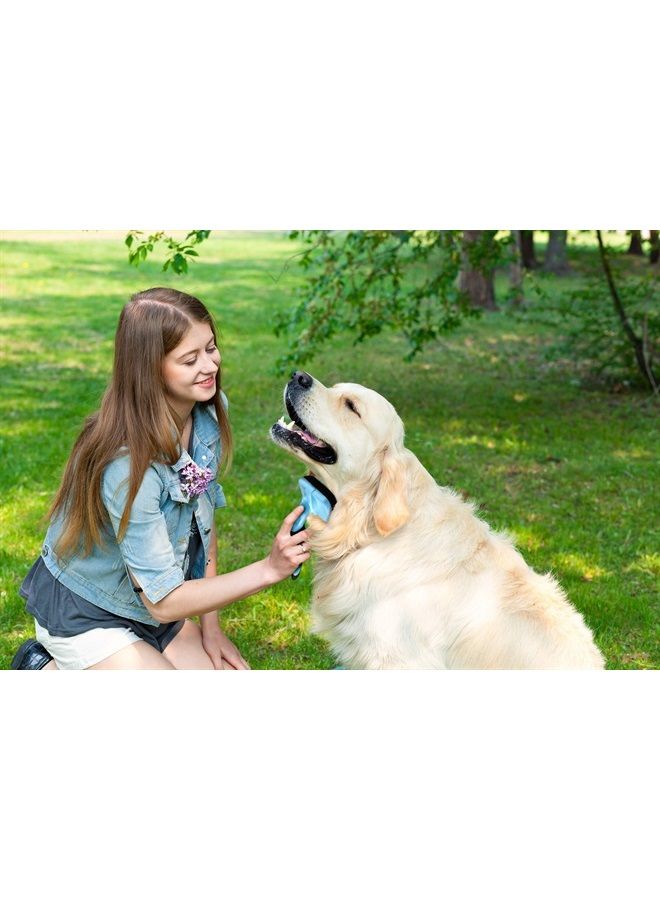 SELF CLEANING SLICKER BRUSH for PETS DOGS & CATS - Retractable Design for Quick & Easy Pet Fur Removal - Fine & SAFE Bristles To Detangle & Massage DOG SKIN or CAT SKIN – NEW SPECIAL DESIGN