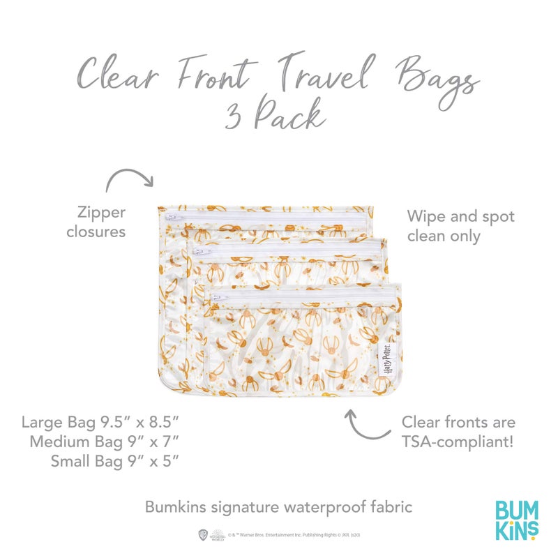 Bumkins Travel Bag, Toiletry, TSA Approved Pouch, Zip Bag, Quart Size Airline Compliant, Clear-Sided, Baby, Diaper Bag Organization, Makeup, Accessories, Packing, Set of 3 Sizes, Harry Potter - Image 5