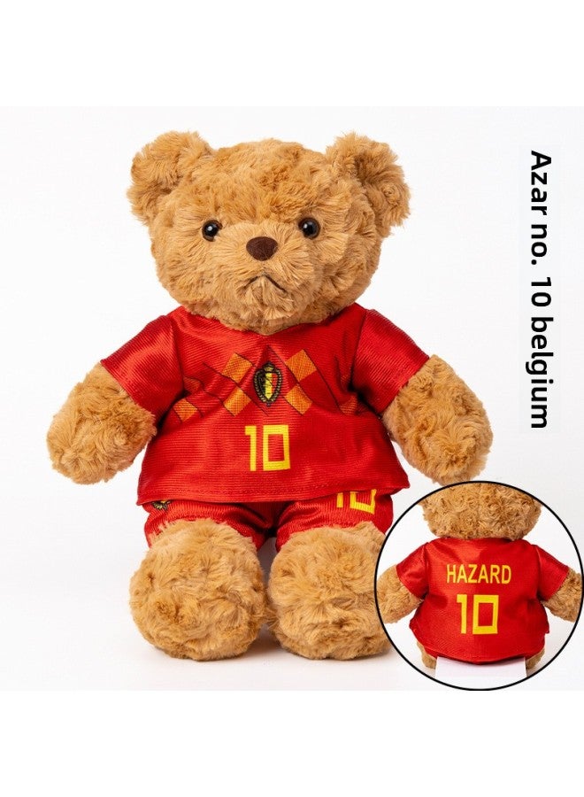 Creative Champions League Premier League Jersey Bear Doll Cute Football Bear Ronaldo Plush Toy Doll Gift For Men-Color:Azar-Height:25cm