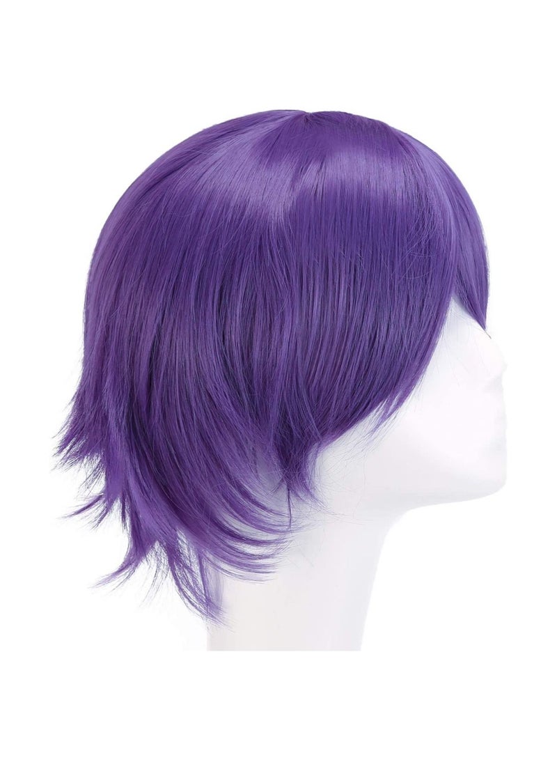 إستيل شعر مستعار تأثيري قصير مستقيم للرجال شعر مستعار بنفسجي - Image 2