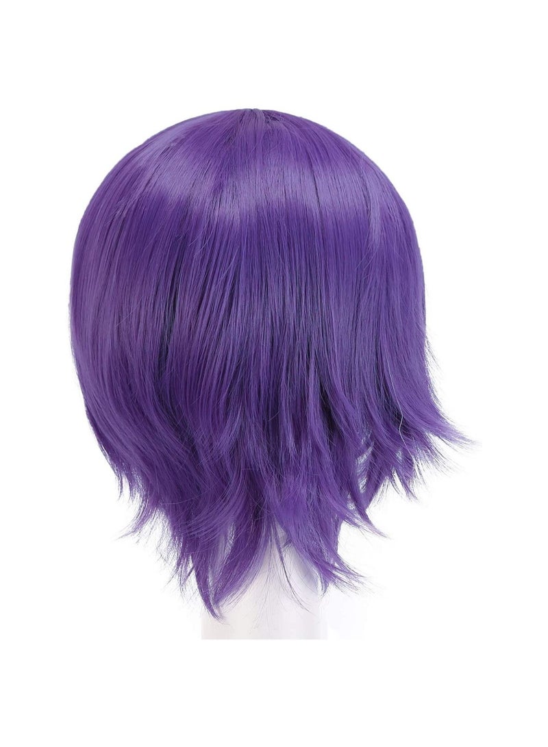 إستيل شعر مستعار تأثيري قصير مستقيم للرجال شعر مستعار بنفسجي - Image 3