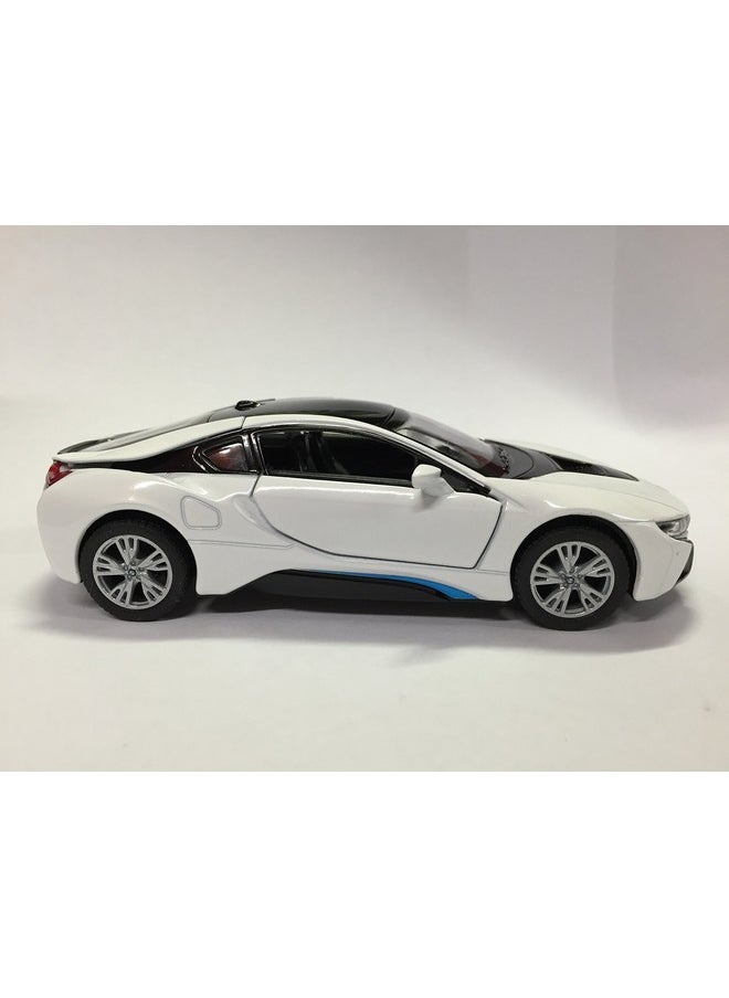 Kinsmart Bmw I8 White 5" 1:36 Scale Die Cast Metal Model Toy Car W/Pullback Action  - Image 2