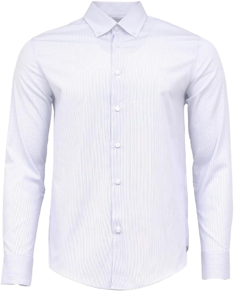 Cedro Men's Regular Fit Cotton Shirt with Blue Stripes - Image 1