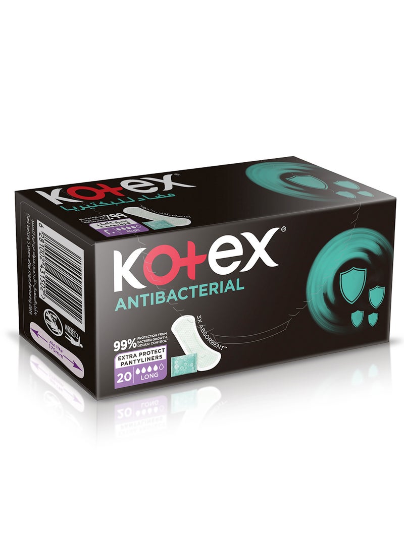 Kotex Antibacterial Panty Liners, 99% Protection from Bacteria Growth, Long Size, 20 Daily Panty Liners - view 3