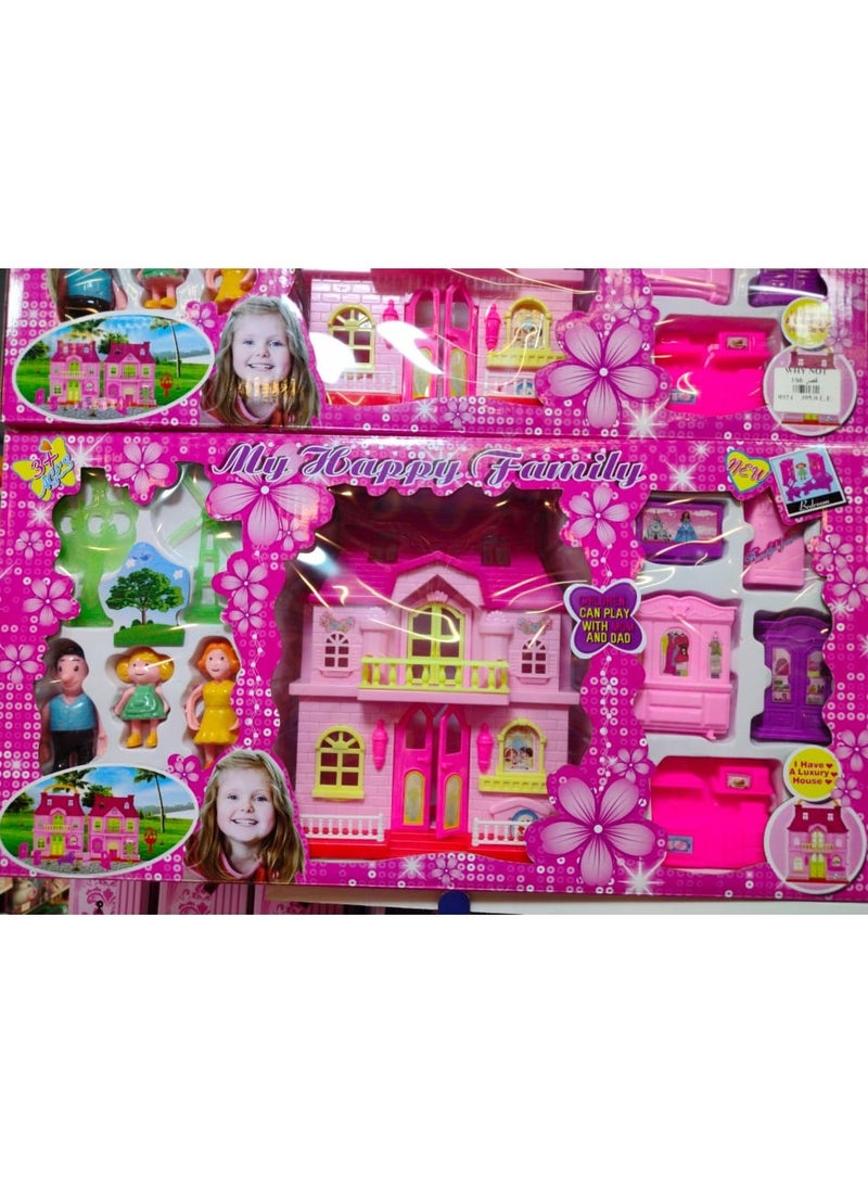 Whynot My Happy Family Villa Playset with Piano & Light – Pretend Play Dollhouse Toy for Kids 🎀✨ - Image 1