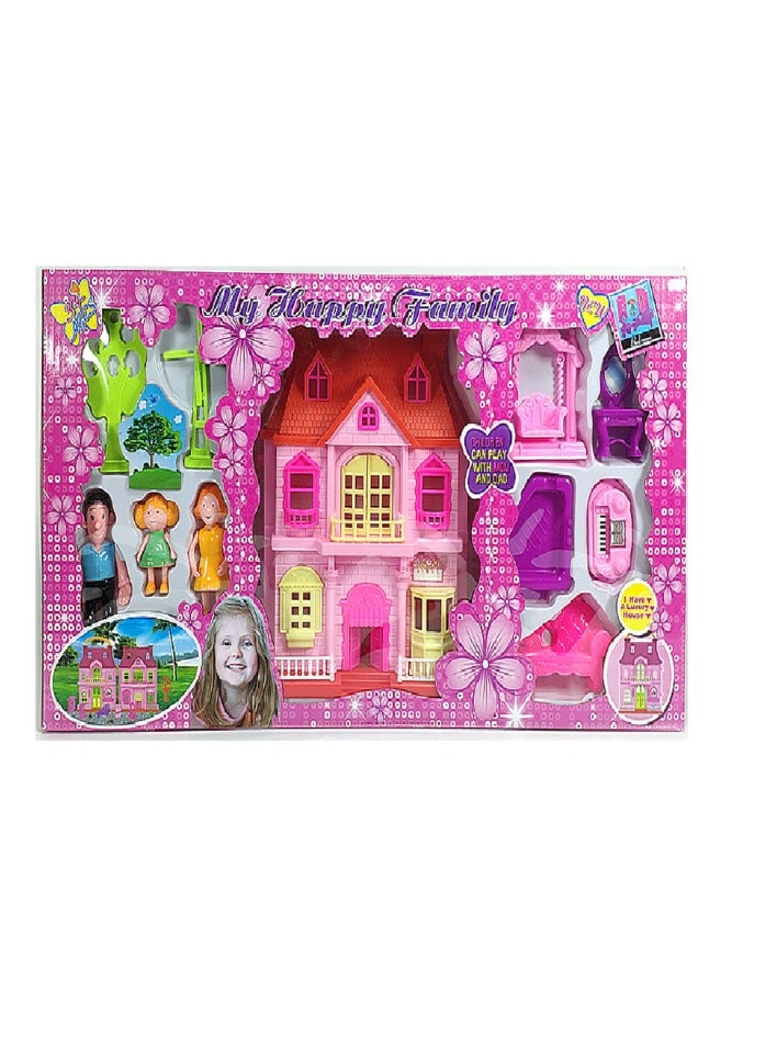Whynot My Happy Family Villa Playset with Piano & Light – Pretend Play Dollhouse Toy for Kids 🎀✨ - Image 2