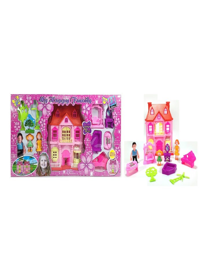 Whynot My Happy Family Villa Playset with Piano & Light – Pretend Play Dollhouse Toy for Kids 🎀✨ - Image 3