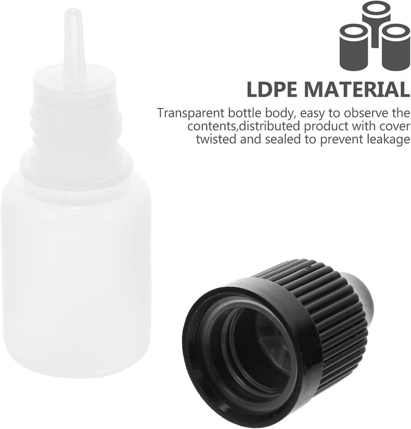 20pcs 5ml Refillable Squeezable Eye Drop Bottles with Black Caps, Empty Plastic Dropper Containers for Travel and Liquid Storage - Image 3