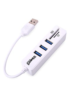 نيبمينينت موزع ذو 6 منافذ USB 3.0 مع محول فاصل للطاقة أبيض 