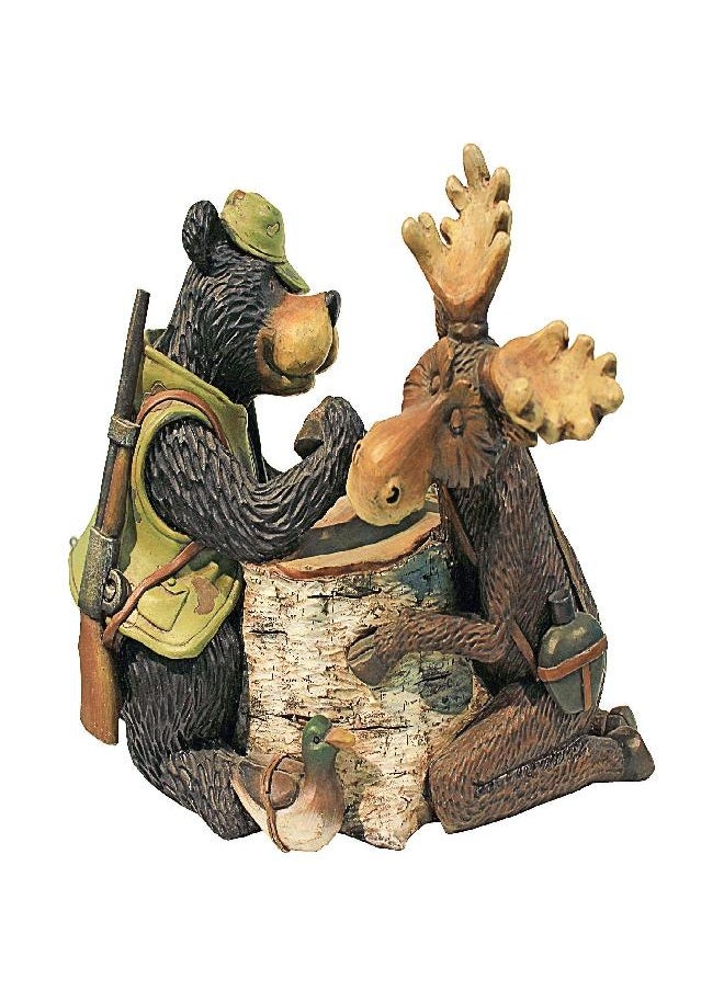 Design Toscano Design Toscano HF665390 Moose and Black Bear Arm Wrestling Outdoor Garden Animal Statue, 6"D x 11"W x 9"H, Full Color Finish  - Image 2