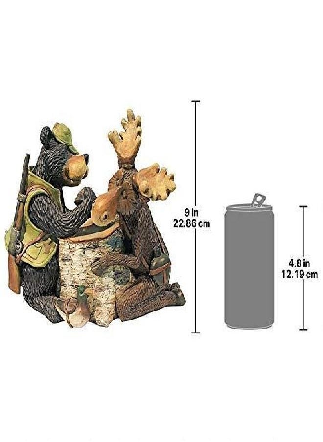 Design Toscano Design Toscano HF665390 Moose and Black Bear Arm Wrestling Outdoor Garden Animal Statue, 6"D x 11"W x 9"H, Full Color Finish  - Image 1