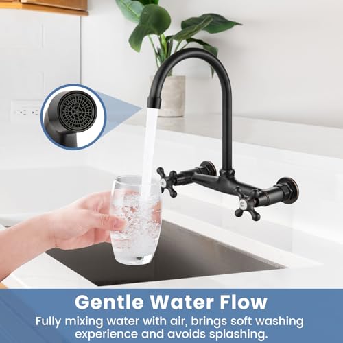 Airuida Oil Rubbed Bronze 8 Inches Wall Mounted Utility Sink Faucet with 360 Degree Swivel Spout and Two Handles - Image 3