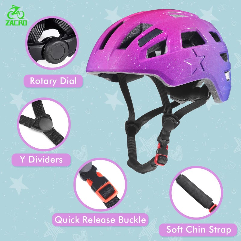 Zacro Kids Bike Helmet for Boys and Girls - Zacro Bike Helmets for Kids Ages 5-8-14 Years, Adjustable and Lightweight Bicycle Helmets with Reflective Stickers - Image 4