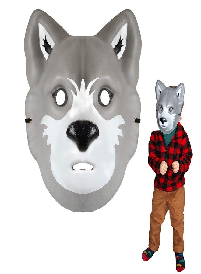 Deluxebase Wild Faces - Wolf Mask Foam Wild Animal Costume Masks with Elastic Band for Kids, Safe Dress Up Accessory for Parties, School Events and Party Decorations. - Image 1