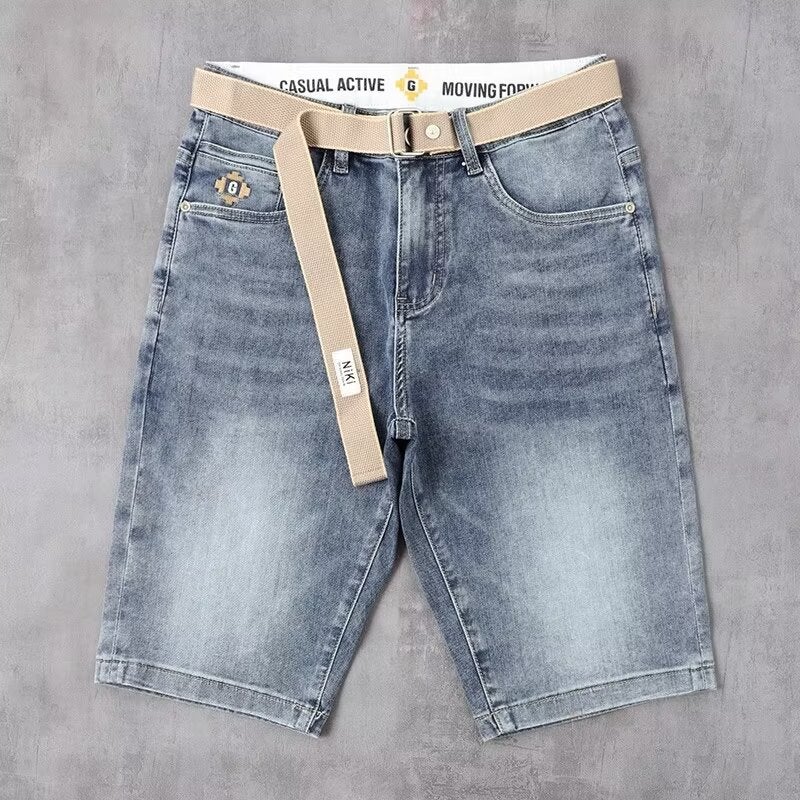 Generic Denim Shorts Mens Summer Thin 2023 New Style Thin Trendy Brand Stretch breeches Youth Design Sense Pants Blue