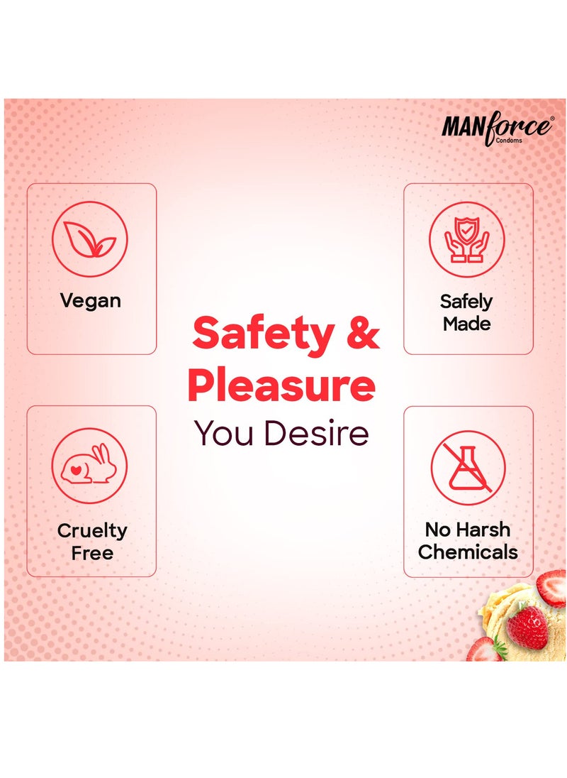 Manforce - Cocktail Strawberry & Vanilla Flavoured Condoms for Men with Dotted Rings 10S - Image 1