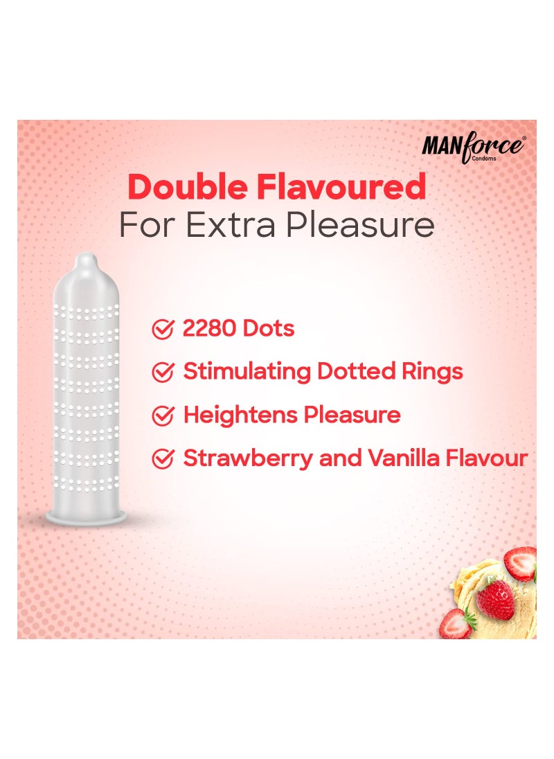 Manforce - Cocktail Strawberry & Vanilla Flavoured Condoms for Men with Dotted Rings 10S - Image 1