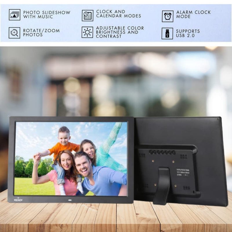 miracle digital 17 Inch Hi-def Digital Photo Frame,Reso 1280p*800p | Support SD Card,USB,Mini HDMI for Fast Transfer| Play Photos Slide Show,Video,Audio,Calendar | inBuilt 8GB Memory, 2GB RAM - Image 5