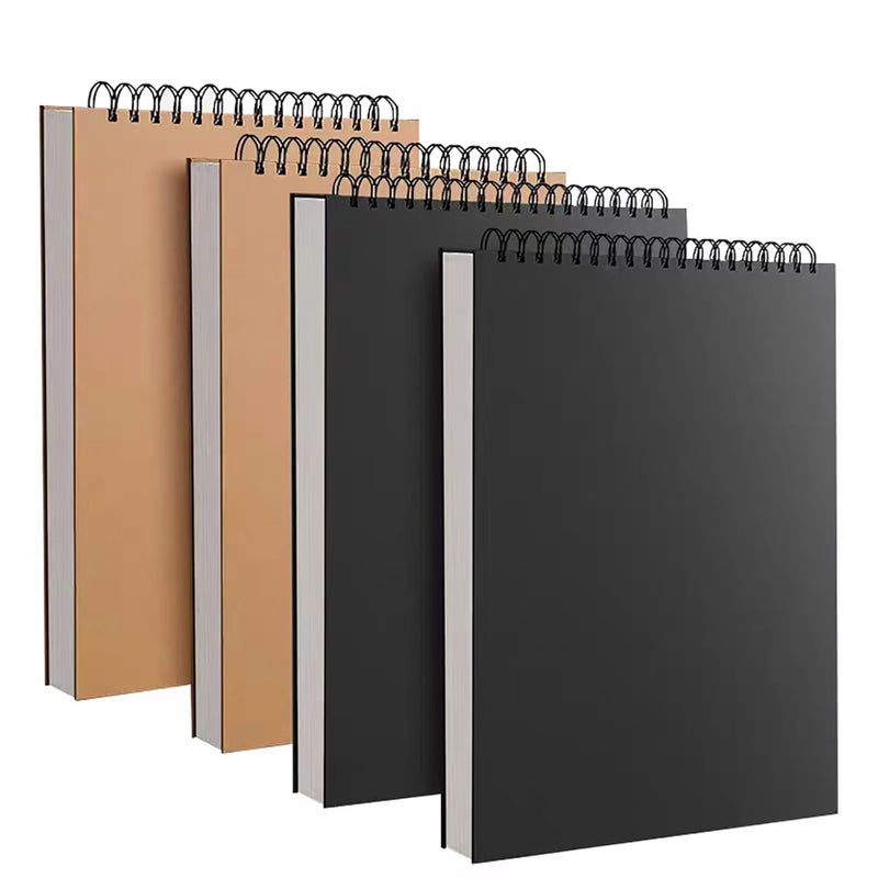 A4 Sketchbook Coil Notebook for Kids Drawing Black card cover 