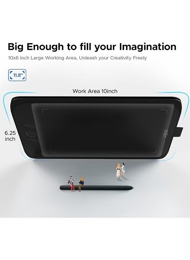 Ugee Drawing Tablet,UGEE M808 10x6.25 Inch, Battery-Free Stylus, 8 Shortcut Keys, Digital Art Tablet for Drawing, Design, Online Teaching, Mac/Windows/Chrome Os/Android, Black - Image 2