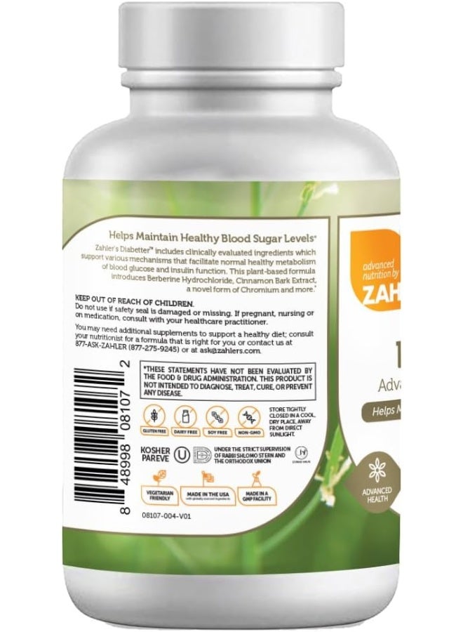 Zahler Zahler, Diabetter, Advanced Glucose Support Supplement, with Cinnamon, Helps Maintain Balanced Blood Sugar Levels Naturally, Certified Halal, 180 Capsules  - Image 3