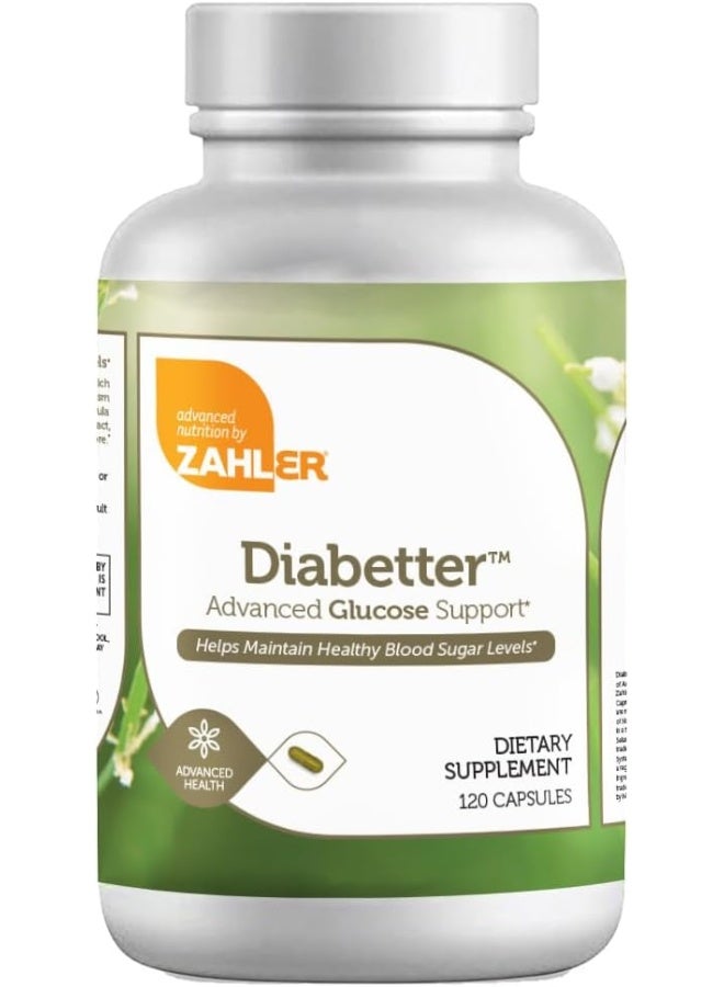 Zahler Zahler, Diabetter, Advanced Glucose Support Supplement, with Cinnamon, Helps Maintain Balanced Blood Sugar Levels Naturally, Certified Halal, 180 Capsules  - Image 1
