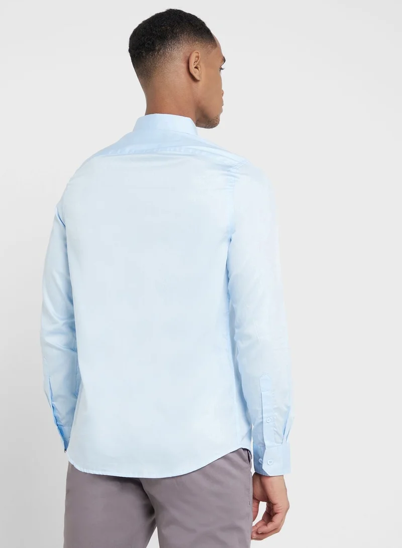 توماس سكوت قميص رجالي توماس سكوت أزرق عادي مريح قطن كاجوال مستدام