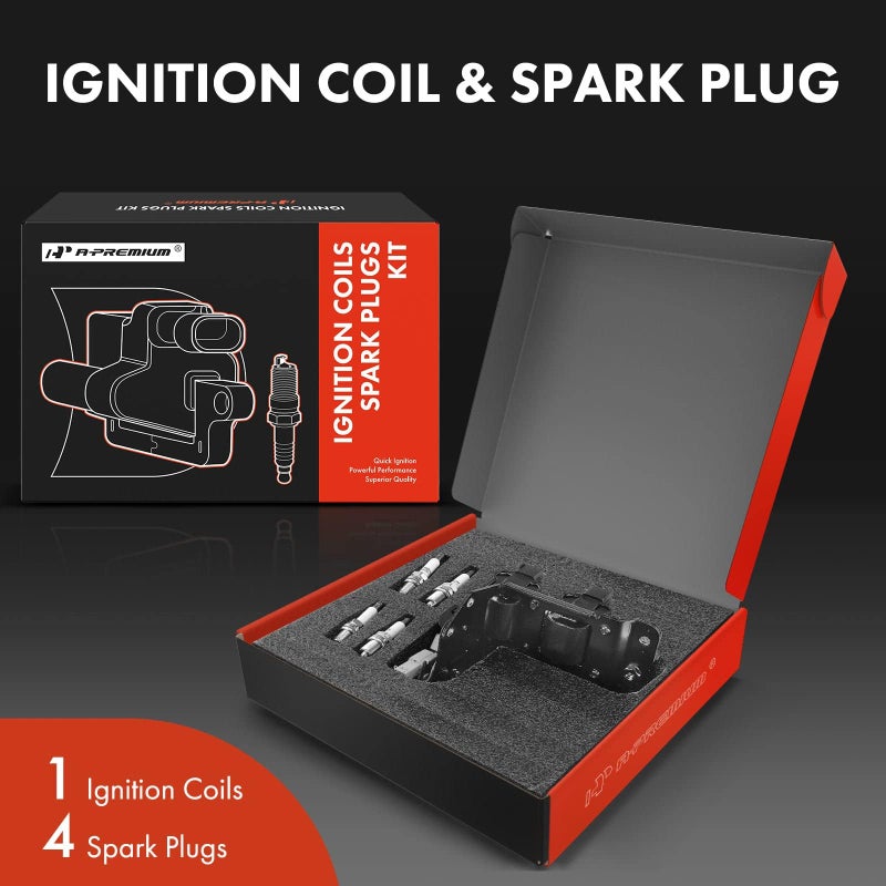 A-Premium Ignition Coils and Spark Plugs Kits Compatible with Hyundai Accent 2001 2002 2003 2004 2005 L4 1.6L - Image 2