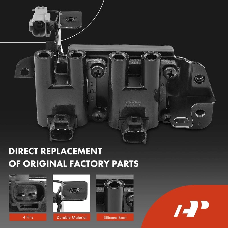 A-Premium Ignition Coils and Spark Plugs Kits Compatible with Hyundai Accent 2001 2002 2003 2004 2005 L4 1.6L - Image 3