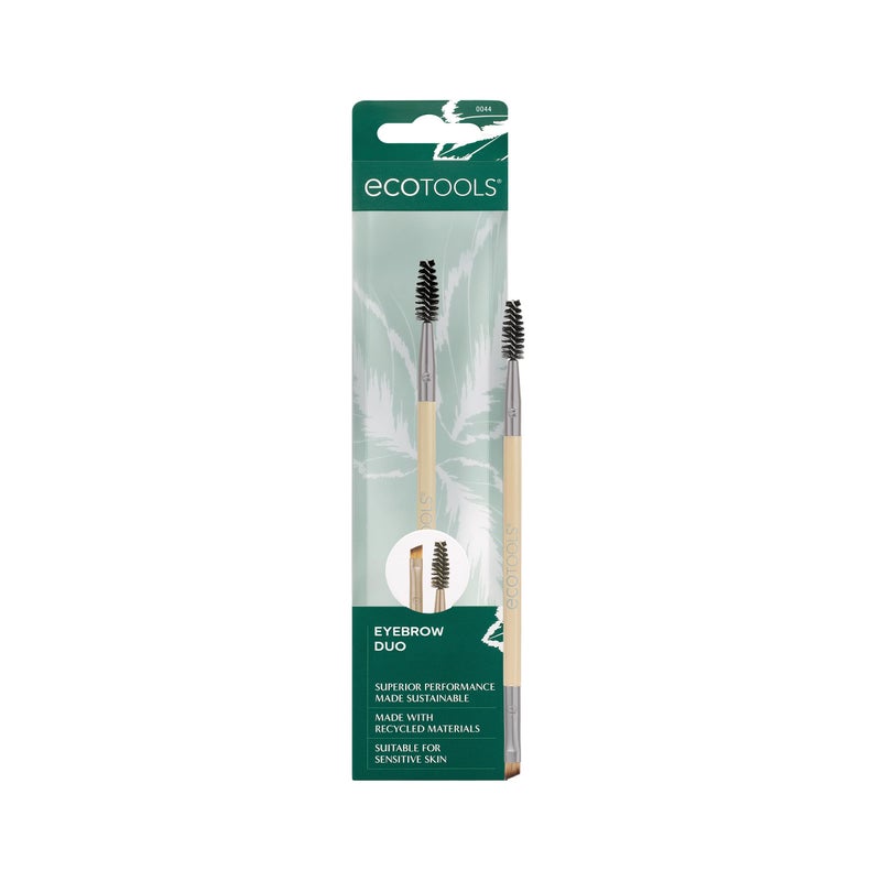 EcoTools Eyebrow Brush Duo Tame Sculpt  Fill in Brows Multipurpose For Eyebrow Gel Powder  Cream DualEnded Spoolie  Angled Brow Brush Eco Friendly CrueltyFree  Vegan 1 Count