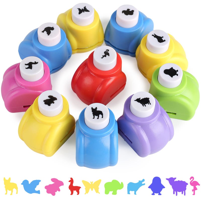 LoveInUSA Animals Hole Punch Set, 10PCS Hole Punch Shapes, Single Crafting Scrapbook Punches, Bird, Butterfly, Dog, Rabbit, Sheep, Great for Crafting & Fun Projects (Land Animal Designs) - Image 1