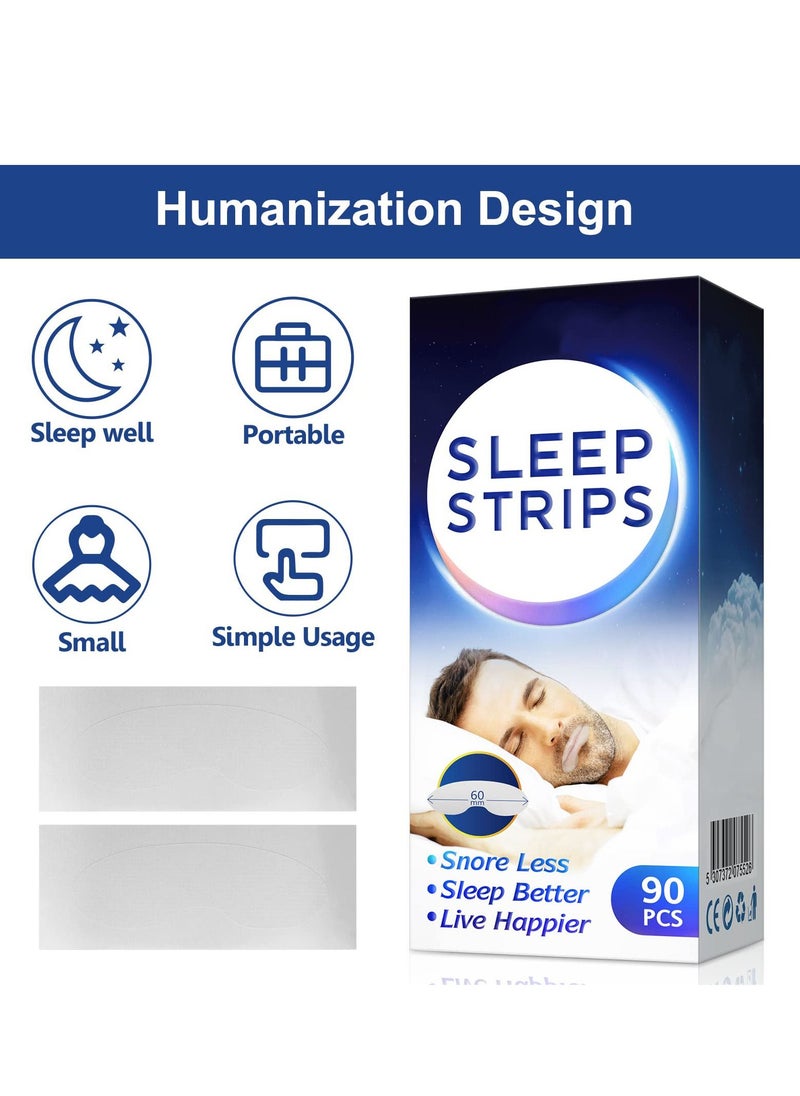 SYOSI - Sleep Strips Mouth Tape Upgrade Anti Snore Mouth Strips for Better Nose Breathing Less Mouth Breath and Snore Improved Nighttime Sleeping for Men Women 90Pcs - Image 1