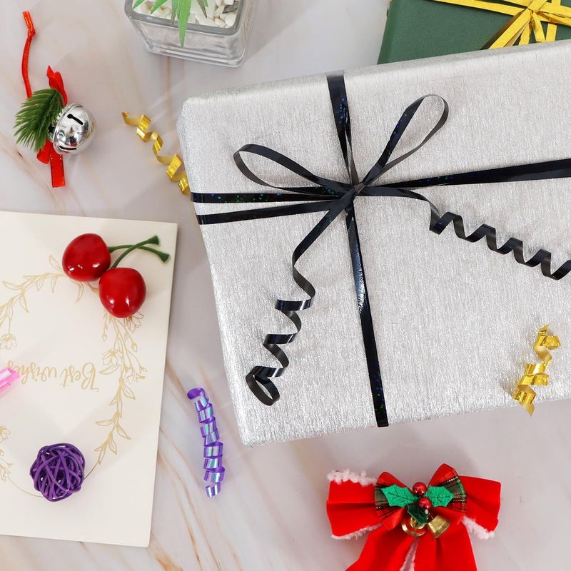 BEISHIDA 500 Yards Black Ribbon Crimped Curling Shiny Metallic Balloon String Roll Gift Wrapping Ribbon for Birthday Halloween Party Decoration - Image 4