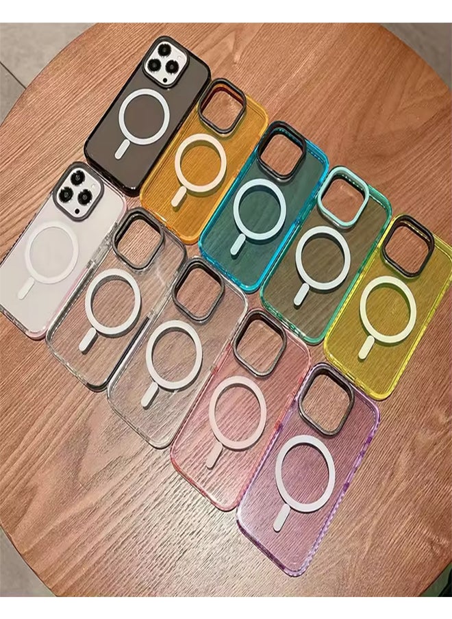Generic - Colorful clear neon shockproof magnetic case for Apple iPhone 14 magnetic TPU Cover For iPhone 14 - Yellow - Image 1