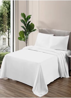 PACHA HOME Plain sheet set with fabric pattern - color:Off White Size: 180*270+1 pillowcases.  - Image 1